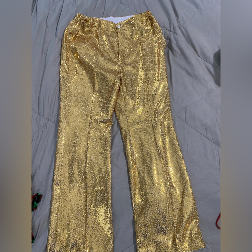 Gold Sequined Women's Pantsuit Jacket Pants Size Large NWT Fully Lined - Picture 12 of 16